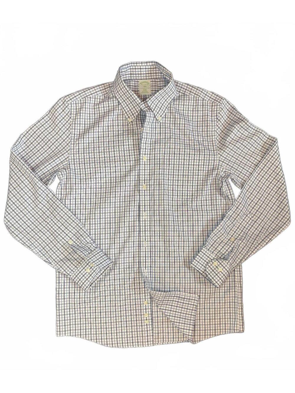 Brooks Brothers Men's Medium Slim Non Iron Dress Shirt Sz 15.5 Blue 100% Cotton